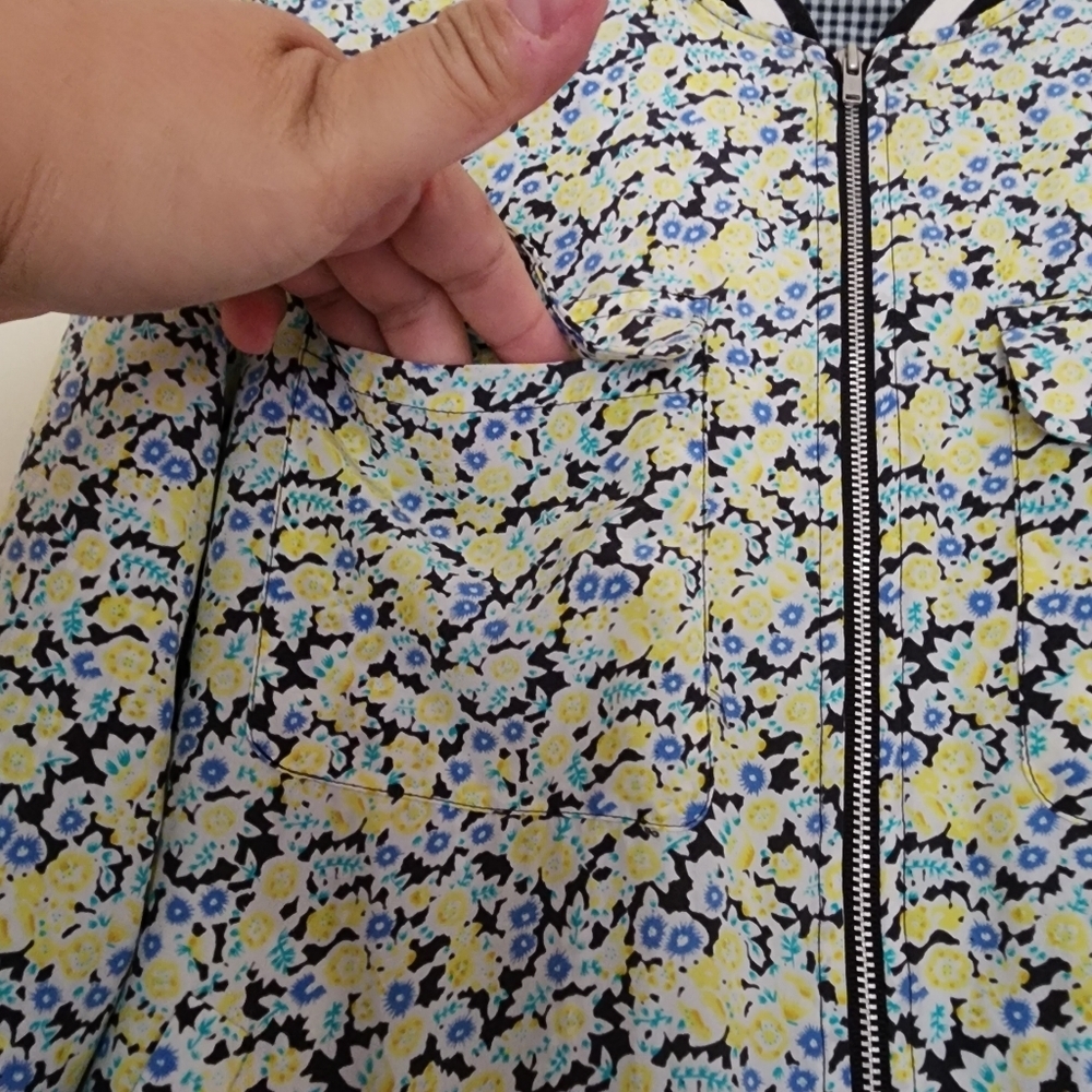 Equipment Abbott Bomber Jacket Coat Zip Up Pure Silk Floral Flowers Size XS - Picture 9 of 16